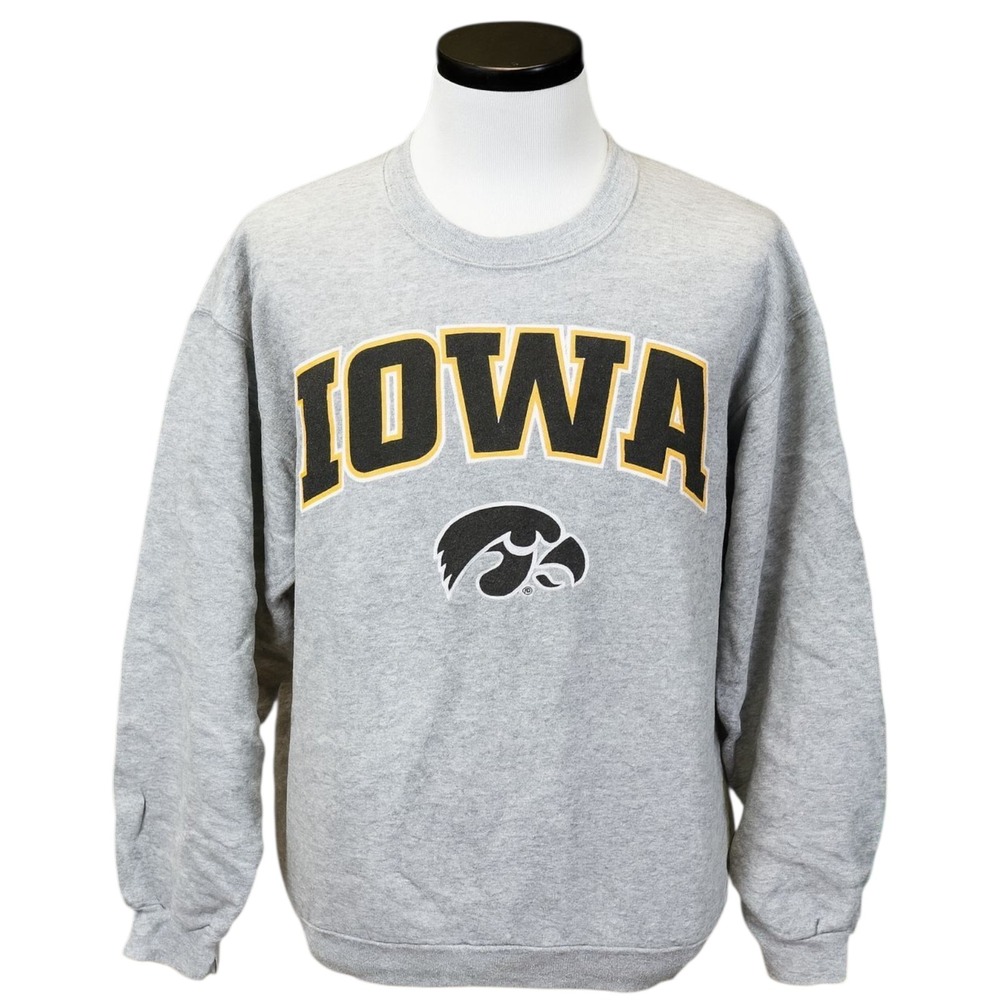 Vintage Starter Iowa Hawkeyes‎ Crewneck Sweatshirt Gray Size M NCAA Embroidered